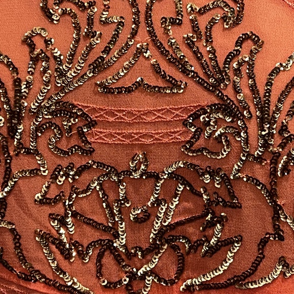Elegant {Anthro} Beaded <Ignacia> Blouse | Sheer Pink Orange Sequin Top | Small - Picture 9 of 16